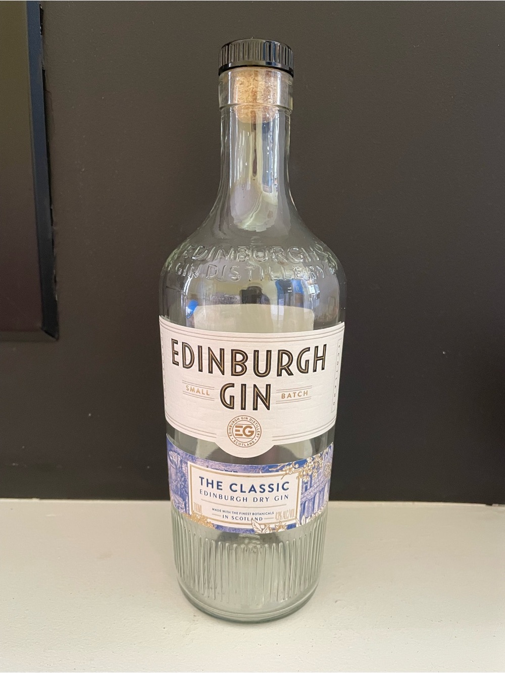 Empty 700ml bottle of Edinburgh Gin